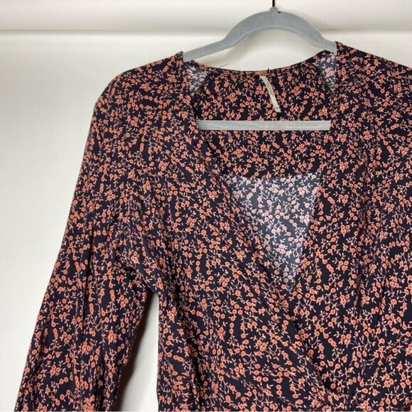 Free People XS Extra Small Clara Black Floral Ditsy Print Mini Tunic Dress Boho - Picture 3 of 8